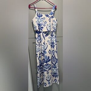 SHEIN Blue and Cream Maxi Dress